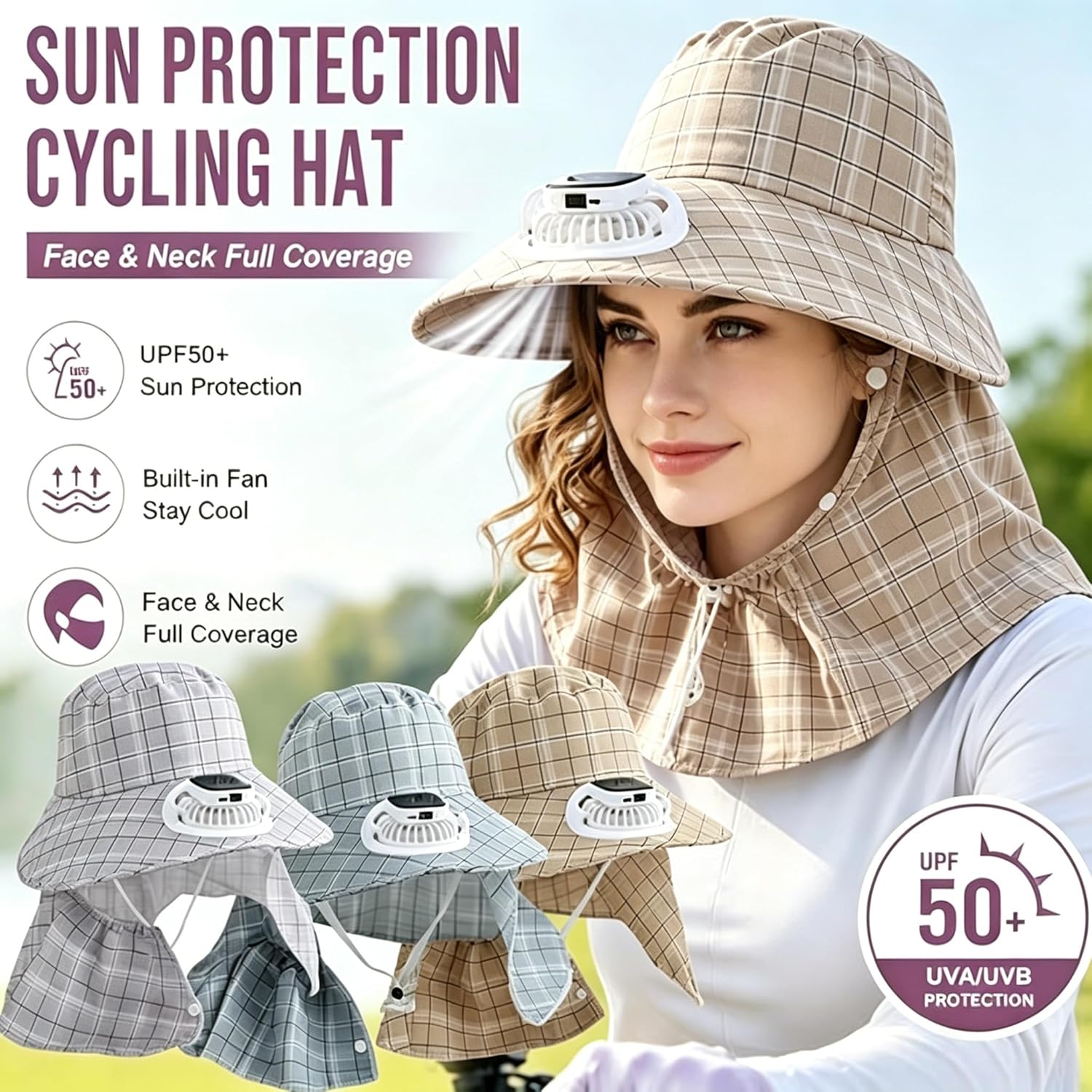 Fishing Hat - 1PC Solar Power Neck Guard Fan
