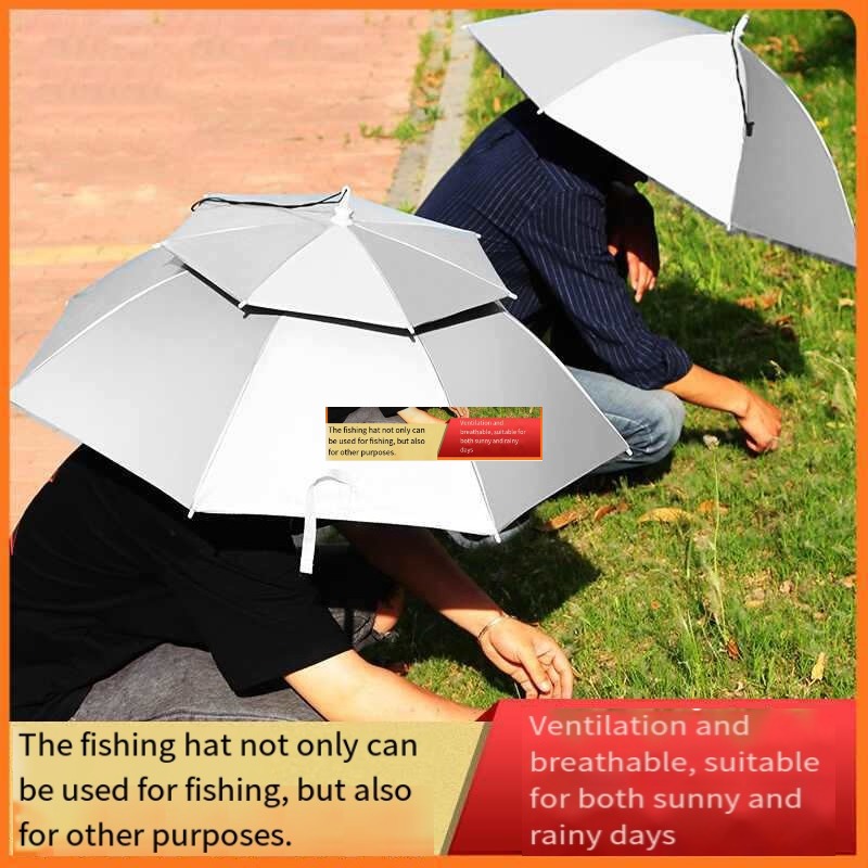 Fishing Hat - Umbrella hat Head-mounted double-layer large parasol