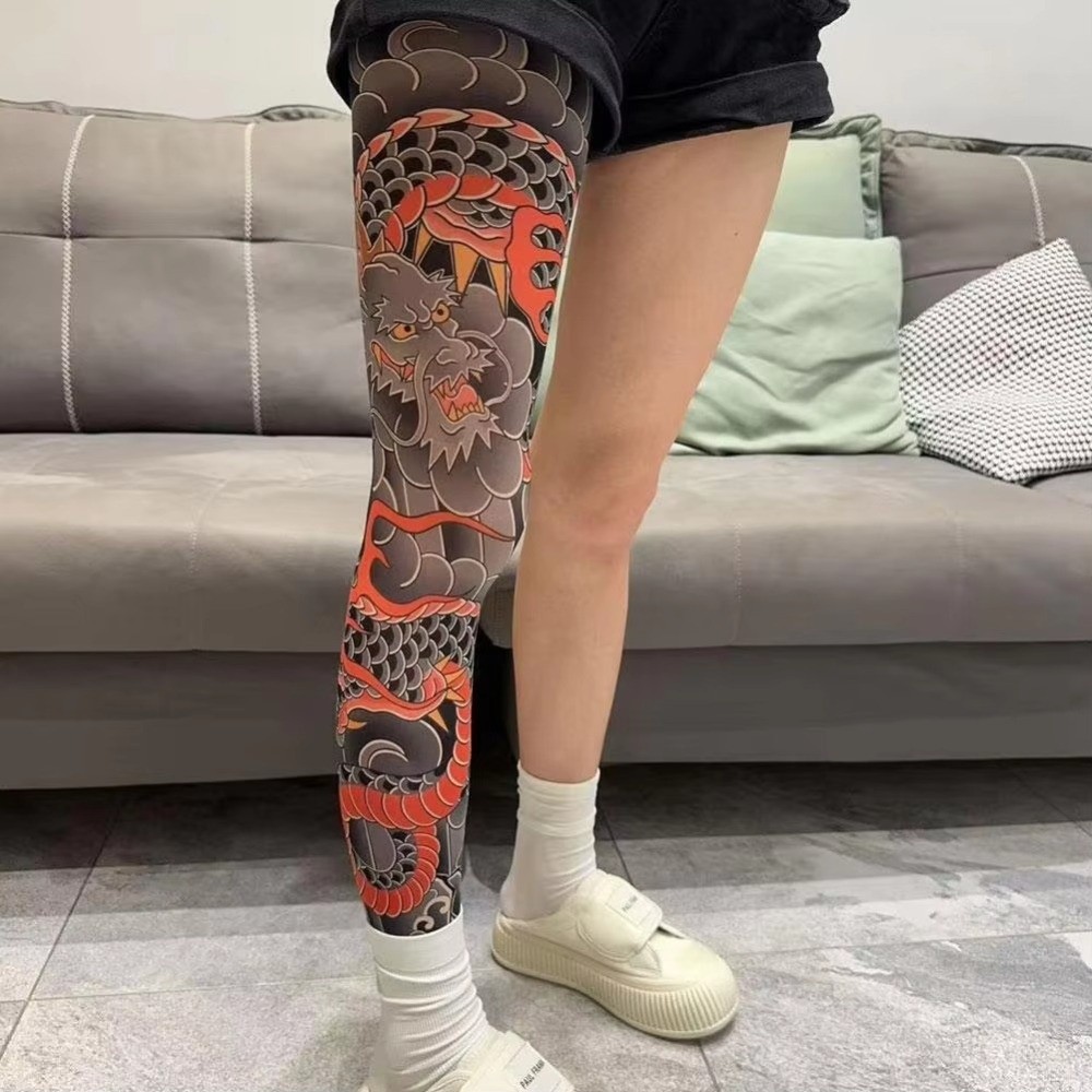 Full Leg Fake Tattoo Socks Pri - Fishing Socks recension och pris