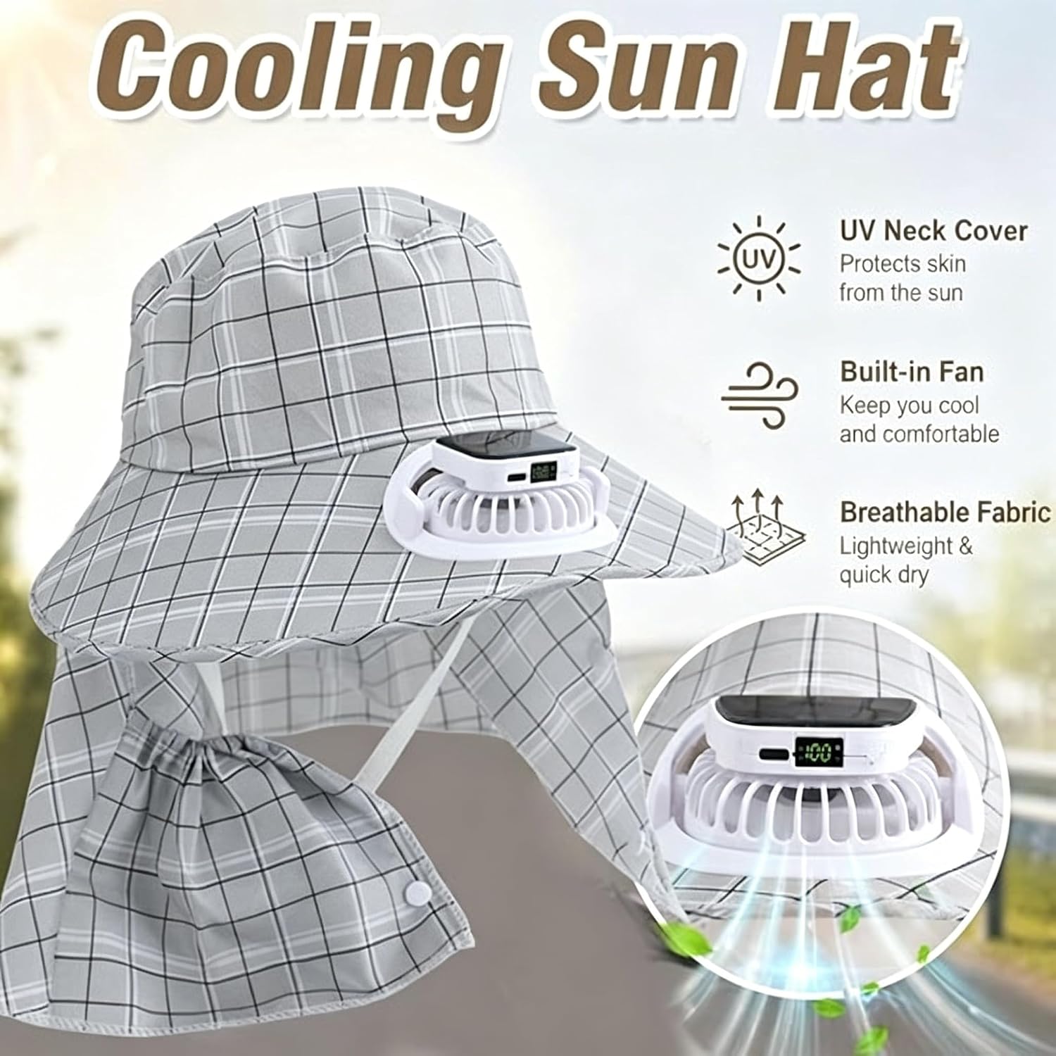 1PC Solar Power Neck Guard Fan - Fishing Hat recension och pris