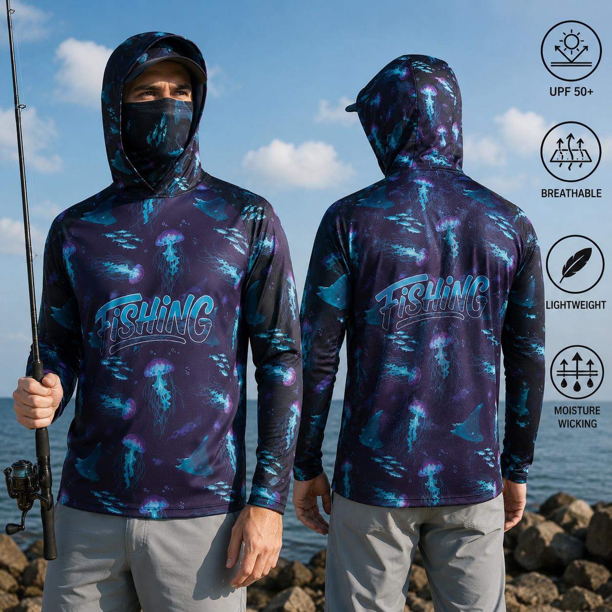 Fishing Shirt Hooded Men Fishi - Fishing Mask Sun Protection recension och pris